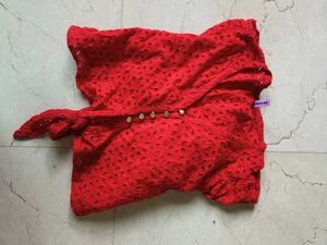 Cut Work And Puff Sleeve Top