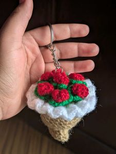 Crochet Rose Bouquet Keychain