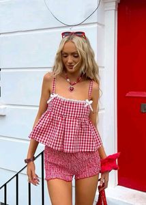 Ghingnam Checkerd Red Top