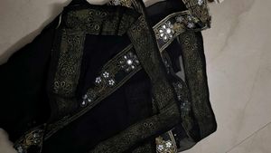 black heavy work dupatta