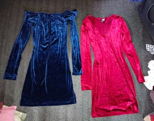 Bodycon H&MVelvet Mini Dresses(both At Xs/s)
