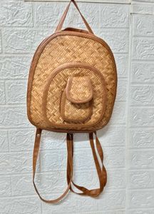 Woven Straw Backpack