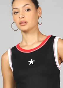 Shein Sleeveless Contrast Trim RibbedCrop Tank Top