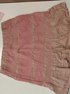 Pink Textured Mini Skirt