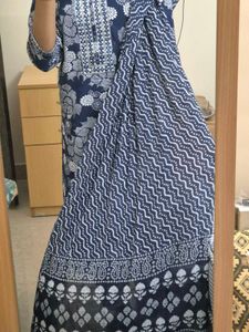 Cotton Top Dupatta Bottom Set With Mirrorwork