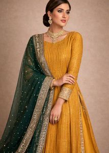 Elegant Mustard Anarkali Suit Set