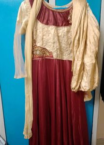Elegant Maroon & Gold Anarkali