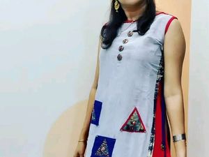 Red And Grey Ethnic Gown Dress