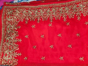 Red Embroidered Saree