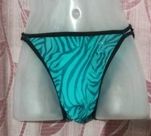 Teal Zebra Print Thong Size- M/l Can Be Worn.