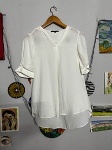 Elegant White V-Neck Blouse