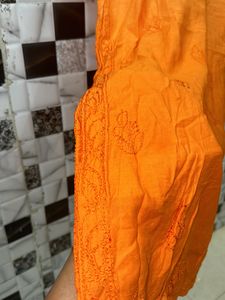 Chanderi Silk Orange Kurti