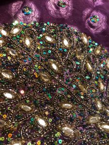 Heavy Embroidered Purple Saree With Blouse