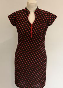 Black and Red Polka Dot Cotton Kurti