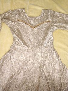 Golden Gown With Zari Work