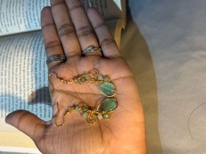 Dangling Gold &amp; Green Earrings