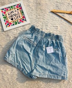 Paperbag Denim Shorts