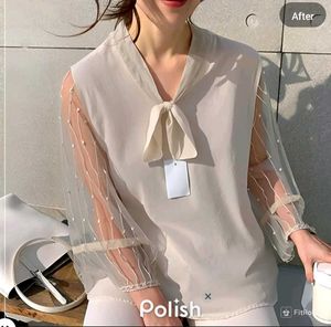 New With Tag Beige Bow Korean Premium Top