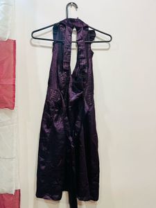 Purple Satin Ruffle Dress
