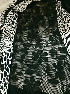 shrug-leopard print with black floral lace