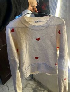 Heart Embroidered Knit Sweater