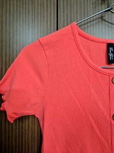 Coral Ribbed Top | 38