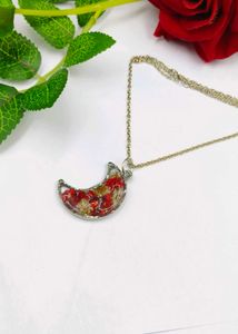 Resin Floral Crescent Moon Necklace