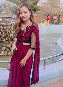 Readymade Saree With Readymade Blouse But Another Colour, Peach Colour...not Used Like Newly