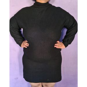 Plus Black high Neck Look Dress With Baloon Sleve