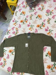 Zara Olive Green Cardigan