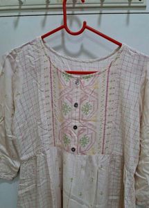 Pink Rayon Material A Line Kurta