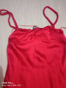 Red Satin Maxi Dress