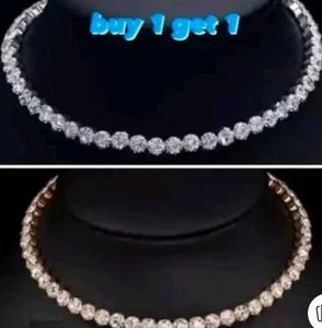 2 Silver Diamond Choker Necklace