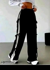 Side-Tie Black & White Track Pants