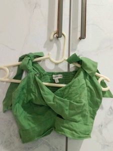 Green Cord Set Tie up Top