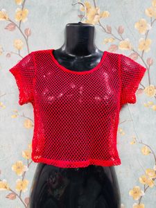 Red Fishnet Top