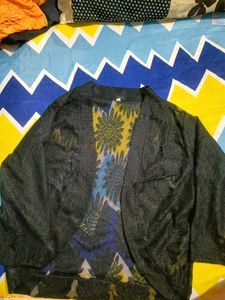 Open front three quarter sleeve shrug