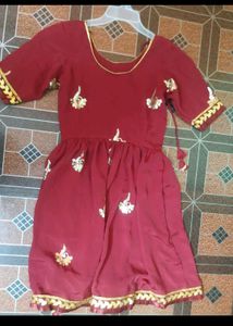 Maroon Embroidered Kurta Set