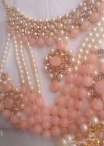 Elegant Peach &amp; Pearl Jewelry Set