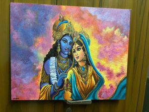Krishna Radha Canvas Painting On 16×20 Inches