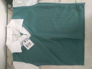 Zara Green Ribbed Knit Top