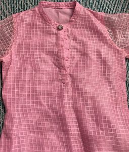 Pink Net Type Kurta