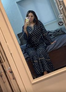 Navy &amp; Gold Printed Kurta Set