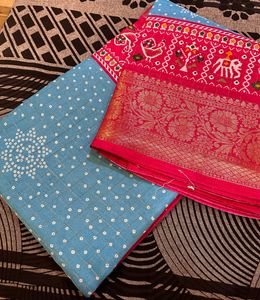 Blue Saree With Blouse Piece