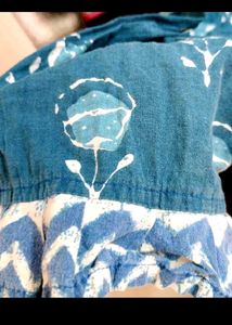 Blue Floral Print Angrakha Dress