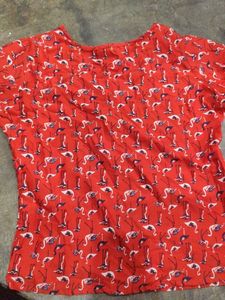 Red Flamingo Print Top