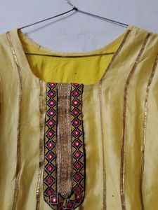 Yellow Embroidered Kurta Duppata Plazo