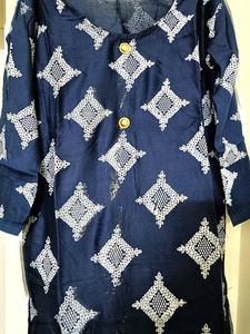Rayon Stitched Foil Print Kurta