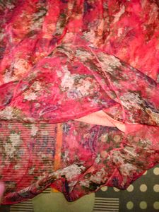 Floral Ethnic Transy Pink Top With Inner Attach