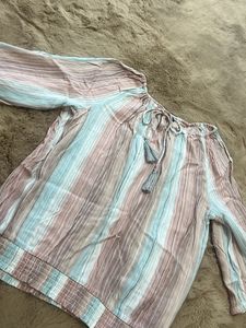 Striped Boho-Style Tassel Top